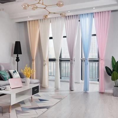 China 2021 New Pure Elegant Blackout Solid Color Window Curtains Window Voile Panels/Drapes/Treatments For Bedroom Living Room for sale