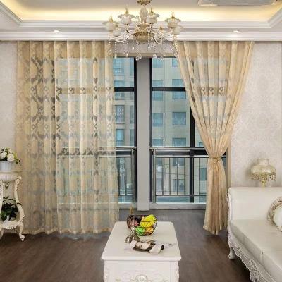 China Blackout Elegant Pattern Sheer Linen Curtains For Bedroom Living Room Textured Linen Window Drapes Rod Pocket for sale