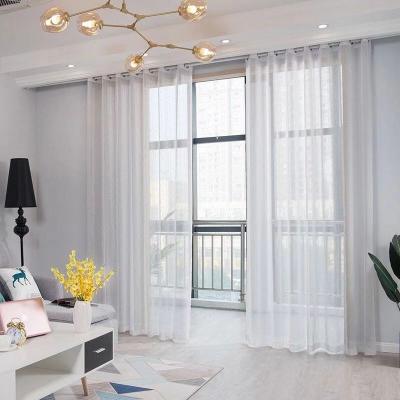 China Blackout Window Curtains Semi Sheer White Solid White Voile Panels Textured Panels For Bedroom Living Room for sale