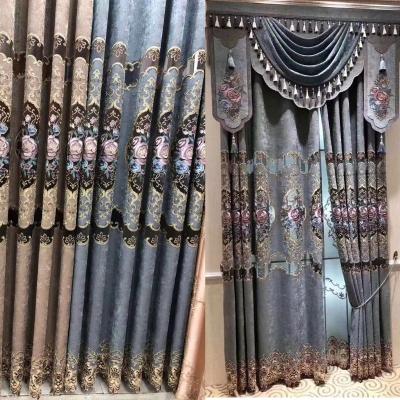 China Luxury European Blackout Embroidery Ready Made Window Curtains For Living Room With Drapery for sale