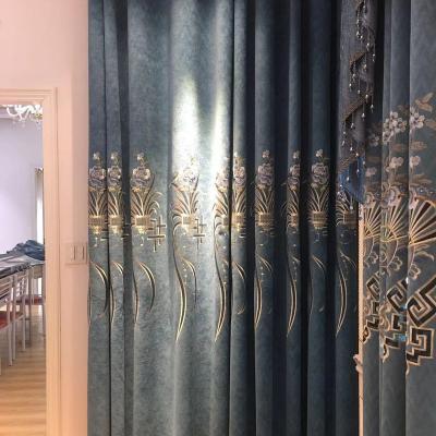 China 2021 Luxury Hotel Style Jacquard Blackout Blackout Living Room Cheap Living Room Curtain Wholesale Ready Made American Design Home Curtain Drapery For Windows for sale