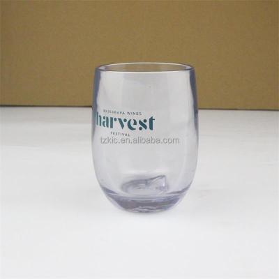 China Heavy Bottom Franmara Unbreakable Plastic Stemless Wine Glass for sale