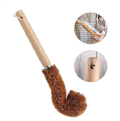 China COCONUT TREE NATURAL WOODEN HANDLE GLASS MILK BOTTLE COFFEE MAKER CLEANING BRUSH for sale