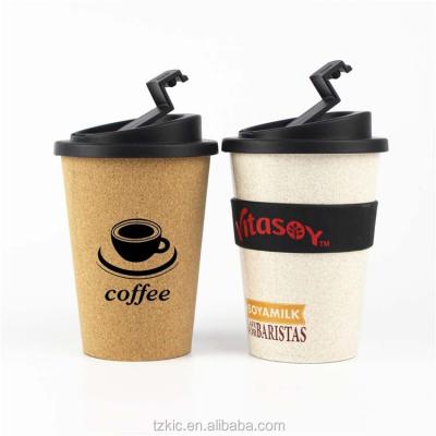 China Viable REUSABLE Double Wall Cork Travel Cup Screw On Lid With Anti-Spill Cover for sale