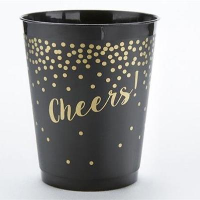 China Viable Celebrate Confetti Black Gold Cheers Party Mugs Set of 12 for sale