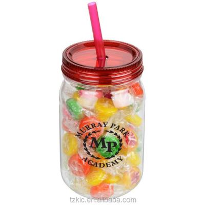 China Home Viable Plastic Mason Jars Travel Mason Jar Tumbler With Straw And Lid Temperature Control for sale