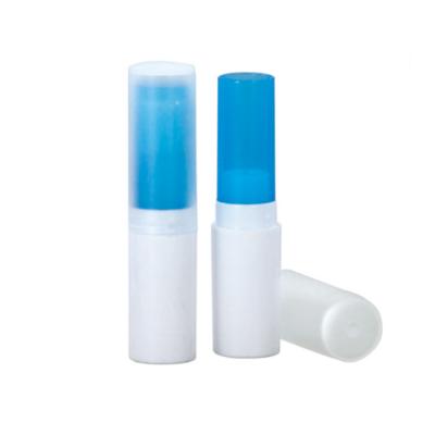 China Cosmetic lip balm container round plastic blue lip balm container empty container for lip balm for sale