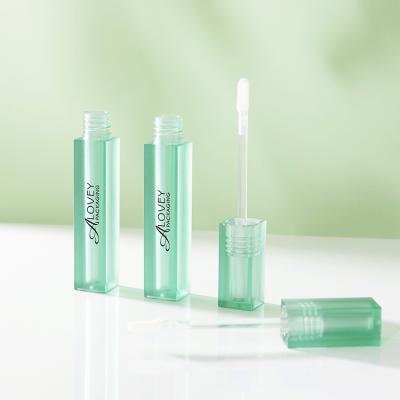 China Cosmetic Lip Gloss Tube Green Transparent Frosted Square Lip Gloss Tube Frosted Lip Gloss Bottles 3ml for sale