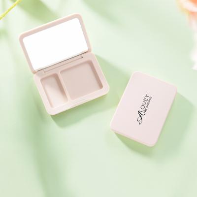 China Other Rectangle Pink 2 Color Eyeshadow Palette Empty Compact Powder Blush Packaging for sale