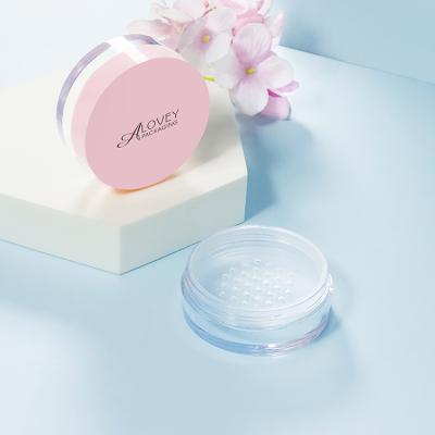 China 15g cosmetic loose powder container round empty rose powder packaging round rose loose powder jar with sieve for sale