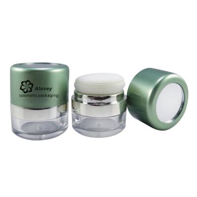 China Cosmetic Loose Sieve Powder Container Hot Sale Rotating Loose Powder Jar With Blast And Mirror for sale