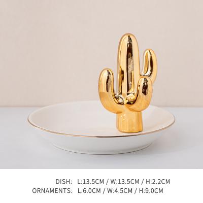 China Ring Holder Ceramic Minimalist Animal Dish Gold Plating Handmade Dish for Wedding Tray Jewelery Ring Display for sale