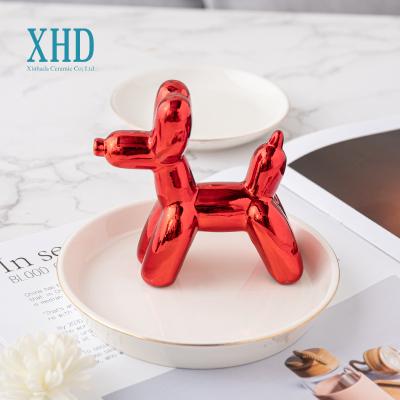 China Minimalist Wholesale gold-plated jewelry tray ceramic trinket ring dish plate for sale