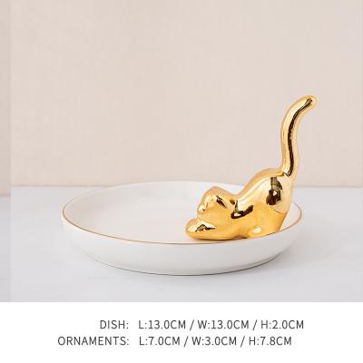 China Ring Holder Ceramic Minimalist Animal Dish Gold Plating Handmade Dish for Wedding Tray Jewelery Ring Display for sale