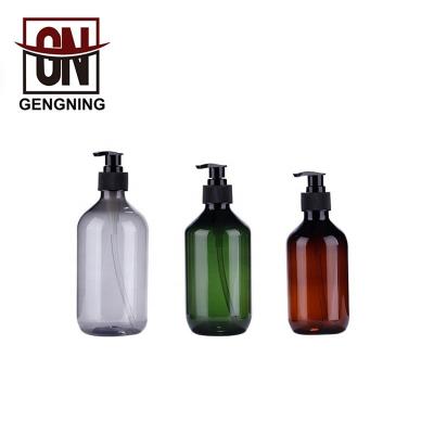 China Fancy 100ml-300ML Cosmetic Green Plastic Shampoo Body Wash Bottle And Shower Gel With Black Plastic PP Pump for sale