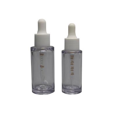 China 20ml 30ml Essential Oil Cosmetic Serum Packaging PETG Plastic Dropper Bottle With White Cap for sale