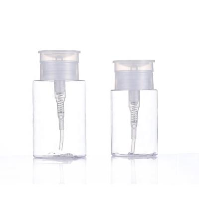 China 120ml 200ml PET Makeup Remover Cosmetic Water Bottle Custom Transparent Press Plastic Bottle for sale