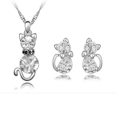 China Popular Design Cat Jewelry Set Diamond Inlay Jewelry Sets Minimalist Diamond Inlay Alloy for sale