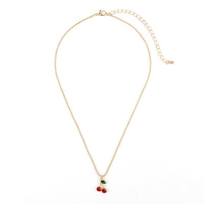 China Alloy Cherry Shape Necklace Pendant High Quality Fashion Necklace Valentine's Day Gift Zircon Material for sale