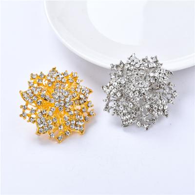 China Custom ALLOY Logo Flower Beauty Rhinestone Channel Brooch Pin Crystal Shawl Brooches Women for sale