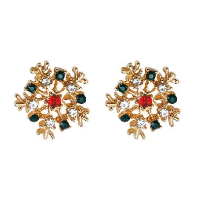 China 2021 Fashion Romantic Creative Diamond Snowflake Christmas Women Earrings Gold Plated Bridal Earring for sale