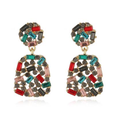 China New Alloy Fashionable Color Zircon Stud Earrings Korean Christmas Stud Earrings for sale