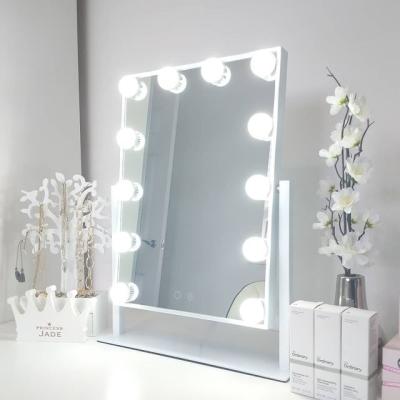 China Lighted Makeup Vanity Mirror With Hollywood Lights 9 Dimmable Led Bulbs 360 Rotation Design Dressing Room Bedroom for sale