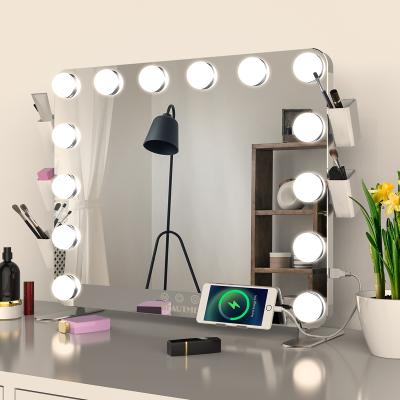 China Wholesale Customize Dressing Table Large LED Lighted Hollywood Style Makeup Vanity Cosmetic Mirror for sale