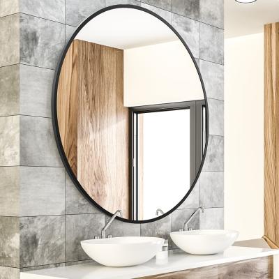 China Personalized Round Aluminum Modern Style Bathroom Mirror Frame Hotel Wall Mounted Mirror for sale