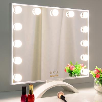 China Beautme Lighted Vanity Mirror With Lights, Hollywood Style Desktop Cosmetic Mirror With Bulbs White for sale