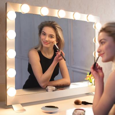 China Stock Lighted In USA Mirror Hollywood Vanity Mirror With 10x Magnification Makeup Mirror With 15bulbs Lighted for sale