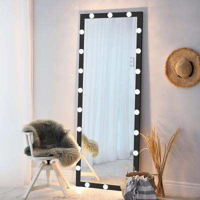 China Bathroom Casual Wall Hang Full Length Long Mirror With Bulbs Standing Floor Vanity Makeup Mirror for sale