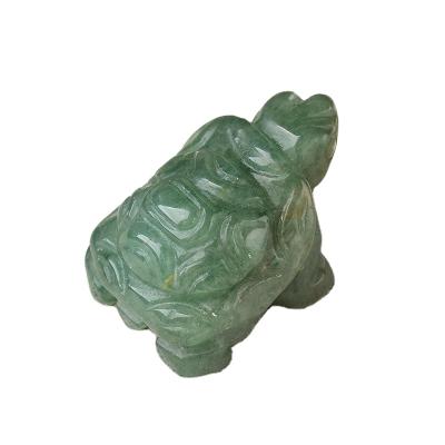 China Wholesale Globe Hand Carved Natural Crystal Tortoise Green Aventurine Stone Animals Decoration For Crafts Gift for sale