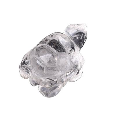 China Wholesale Globe Hand Carved Natural Crystal Tortoise Clear Quartz Animals Decoration For Crafts Figurine for sale