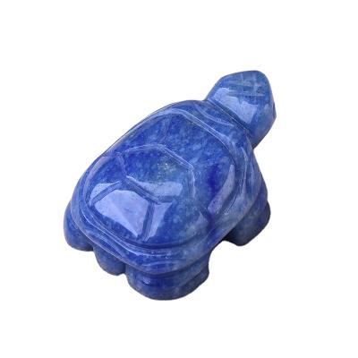 China Wholesale Globe Hand Cut Natural Crystal Tortoise Blue Aventurine Meditation Healing Stone For Home Decoration for sale