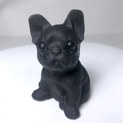 China China Cute Cartoons Natural Crystal Hade Carving Obsidian Gog Figurine Ornaments For Home Decor for sale