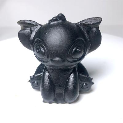 China China Wholesale Cartoon Natural Obsidian Carved Animal Figurine Healing Crystal Ornaments For Children Gift for sale