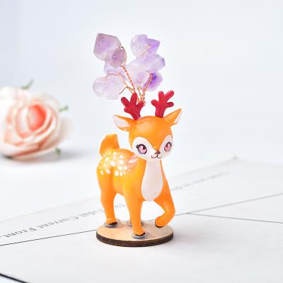 China Deer Crystal Amethyst Lucky Tree Natural Healing Crystal For Home Decoration from China Carton for sale