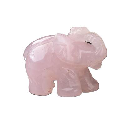 China Wholesale Globe Hand Carved Natural Crystal Elephant Rose Quartz Animals Healing Stone For Ornaments Gift for sale