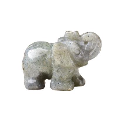 China Wholesale Globe Hand Cut Natural Crystal Elephant Labradorite Animals Healing Stone for Crafts Ornaments for sale