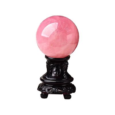 China Natural China Crystal Rose Quartz Ball Energy Stone Ornaments BallReiki Woode Stone Free For Home Decoratione for sale