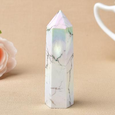 China China Natural Home Decoration Crystal Point Angel Aura Howlite Reiki Crystal Tower Healing Stones For for sale