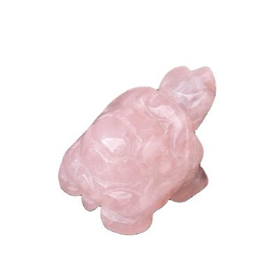 China Wholesale Globe Hand Carved Crystal Tortoise Rose Quartz Polished Natural Energy Stone Decoration Gift for sale