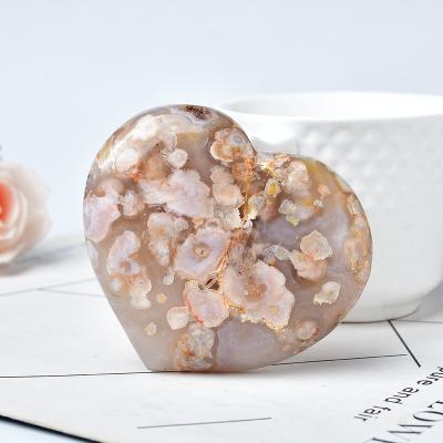 China China Crystal Cherry Blossom Flower Agate Heart Natural Healing Mineral Stone for Wedding Gifts for sale