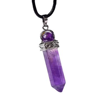 China FASHIONABLE Necklace Natural Amethyst Bullet Crystals Crystal Point For Men Women Pendant Jewelry for sale