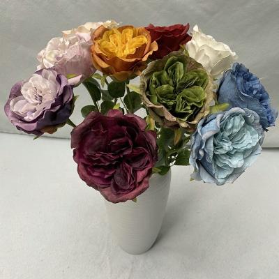 China Panel Reed Plant Party Dried Flowers Artificial Silk Rose Bouquet Decoration Flower Home Wedding Backdrop High Grade Bouquet TONGFENG for sale