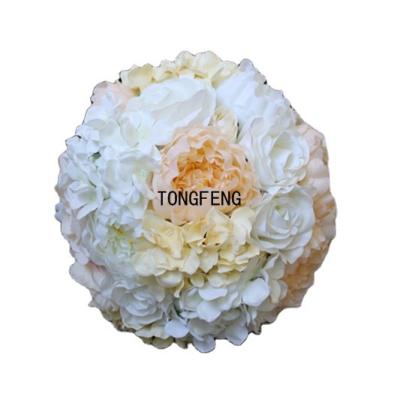 China Artificial Rose Kiss Ball Arch Wall Panel Runner TONGFENG Table Centerpiece Flower Head Wedding Party Decoration 30CM Mixcolor for sale