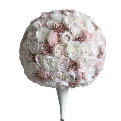 China 60CM Flower Head Flower Wedding Party Decoration Pink Road Lead Artificial Rose Ball Table Centerpiece Arch Wall Panel Runner TONGFENG for sale