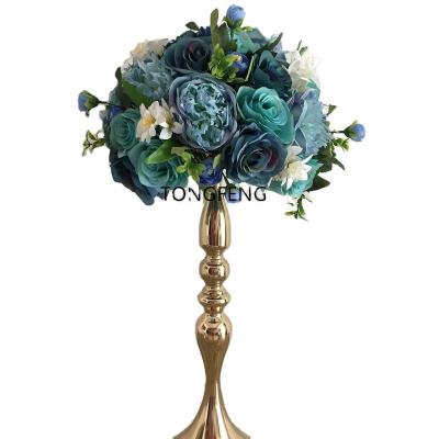 China Blue Flower Head 30CM Wedding Party Decoration Road Lead Artificial Rose Ball Table Centerpiece Arch Wall Panel Runner TONGFENG for sale