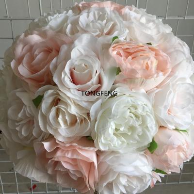 China 35CM Flower Head Rose Flower Wedding Party Decoration Road Lead Artificial Rose Ball Table Centerpiece Arch Wall Panel Runner TONGFENG for sale